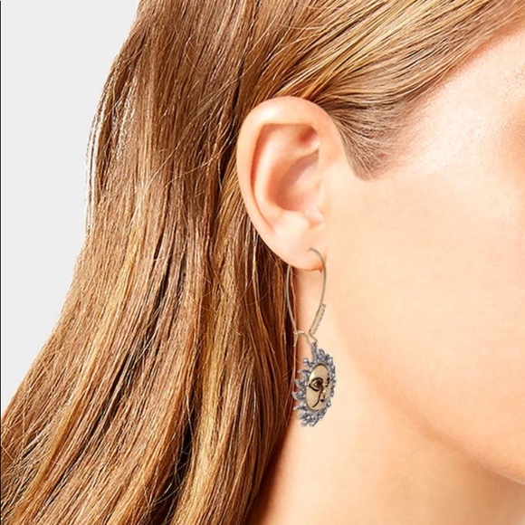 💘2-N-1 REVERSIBLE CELESTIAL SUN HOOK Y-NECKLACE & EARRINGS BLUE - Picture 9 of 10